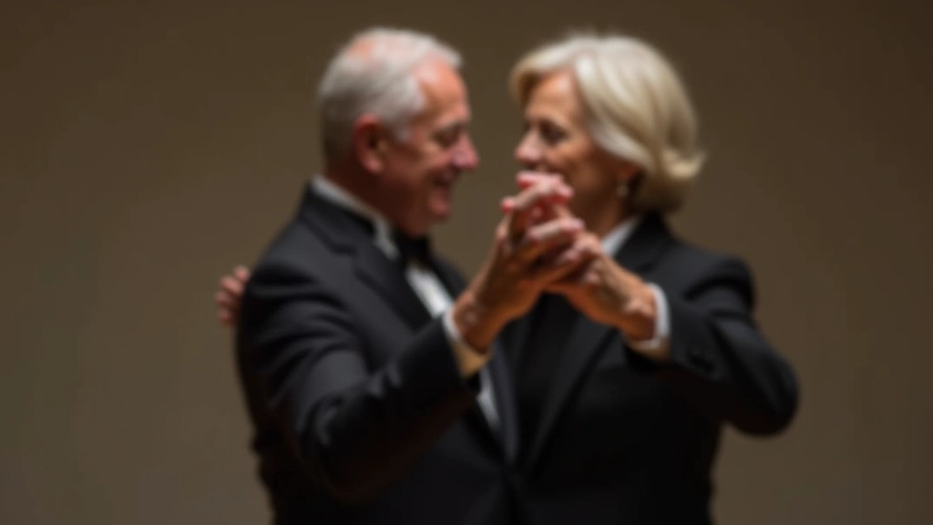 Close-up of a ballroom dance partner connection with proper frame and posture during a dance