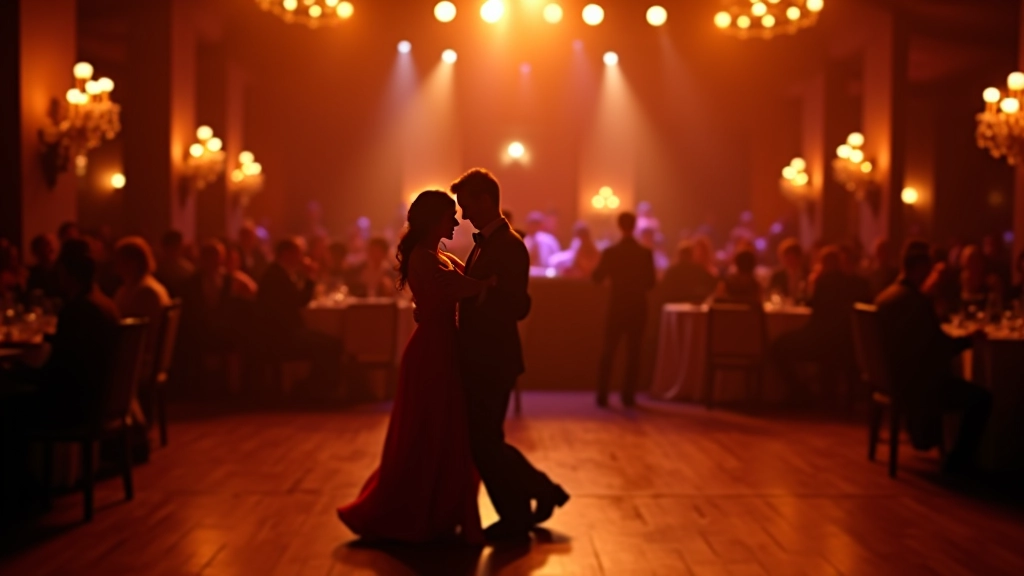Elegant ballroom dance setting with live music performance in Ireland