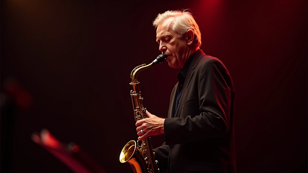 Close-up of musician's hands on a saxophone during a soul music performance in a dim-lit venue